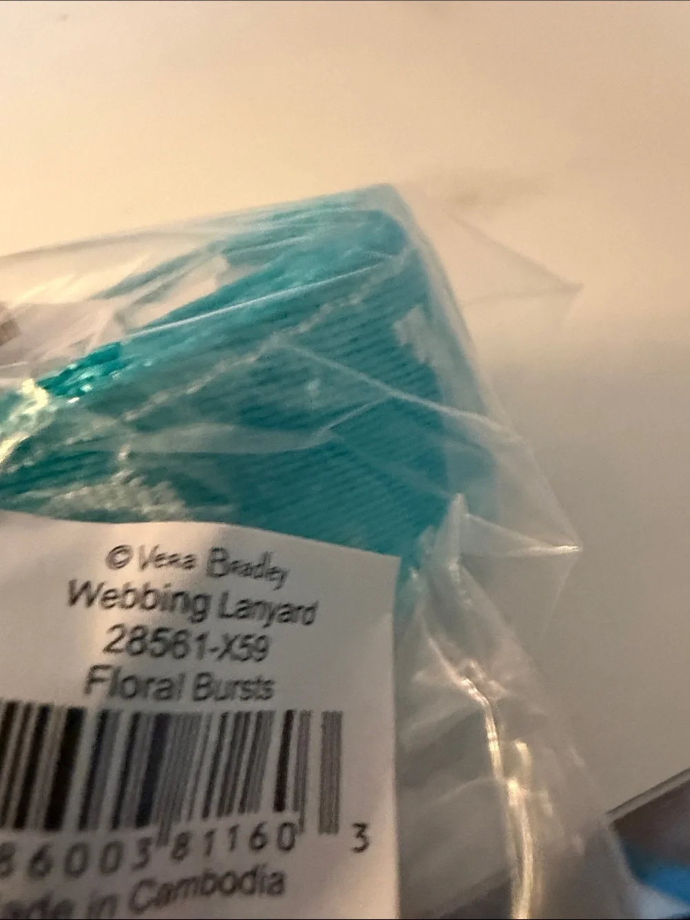 NWT Vera Bradley Teal‎ Wide Lanyard